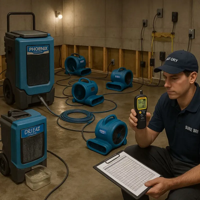 Structural Drying and Dehumidification process in Wadley, GA